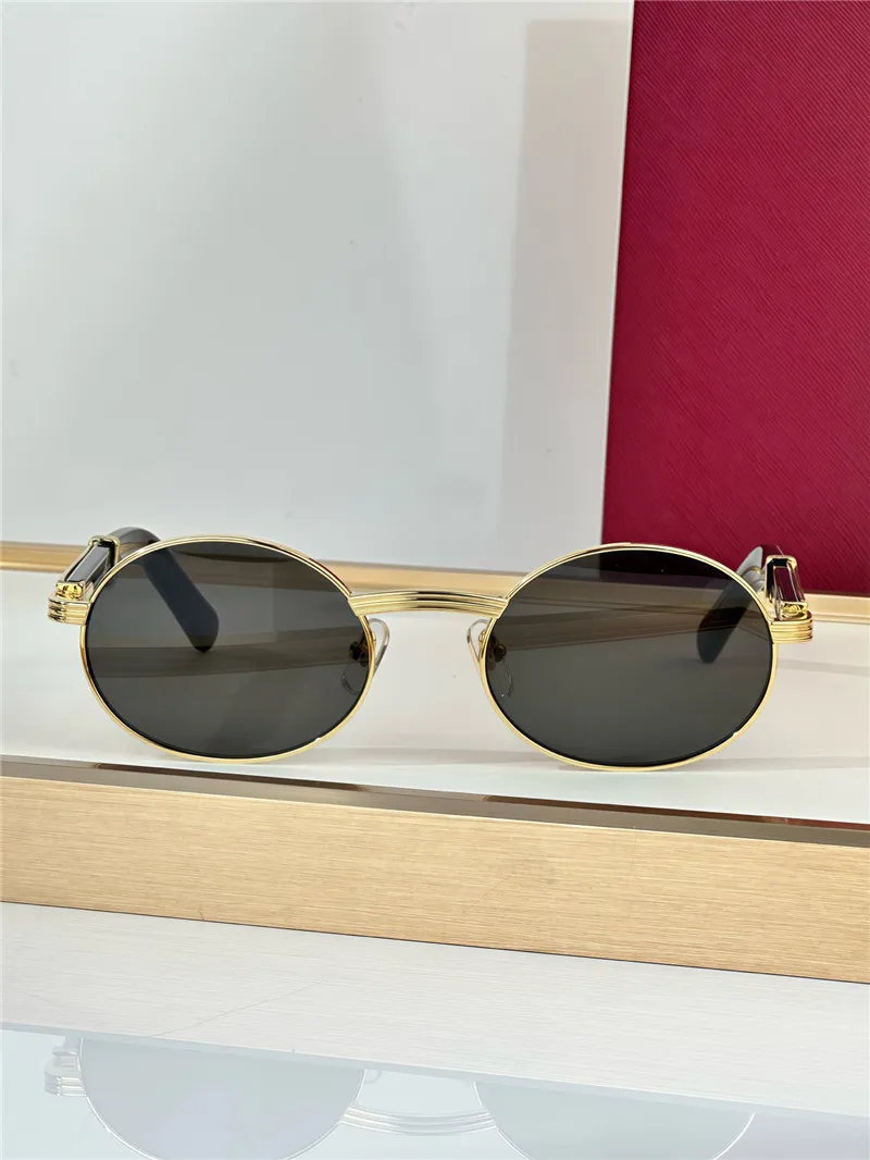 Wood Gold Oval Sunglasses for Men Women Yellow Sunnies Summer Stylish Shades Glasses Brown Shaded UV400 Eyewear with Box - Image 10