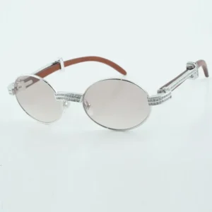 Designer casual round diamond 7550178 sunglasses original wood leg best sunglasses for men and women sunglasses size 55-22-135mm