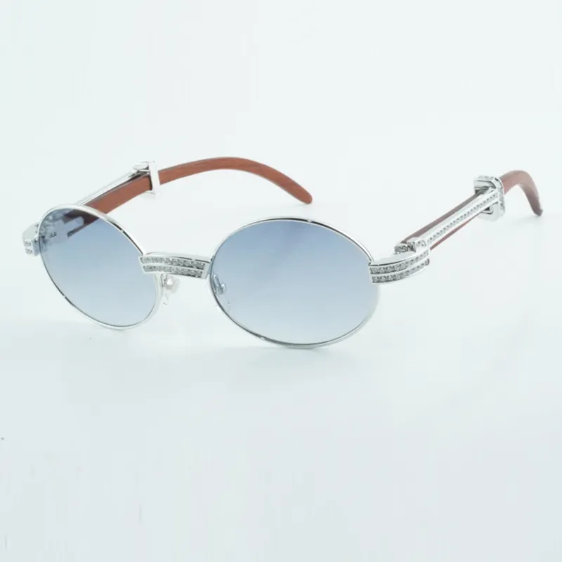 Designer casual round diamond 7550178 sunglasses original wood leg best sunglasses for men and women sunglasses size 55-22-135mm - Image 3