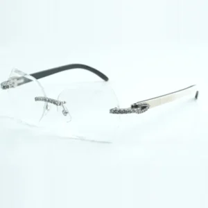 Factory direct sales of fashionable luxury classic endless diamond and cut clear lens natural black mixed buffalo horn leg size 60-18-140mm