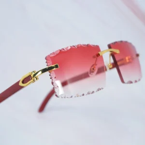 Red wood sunglasses new wave diamond cut sun glasses vintage carter luxury designer mens decoration 012 wooden shade eyewear