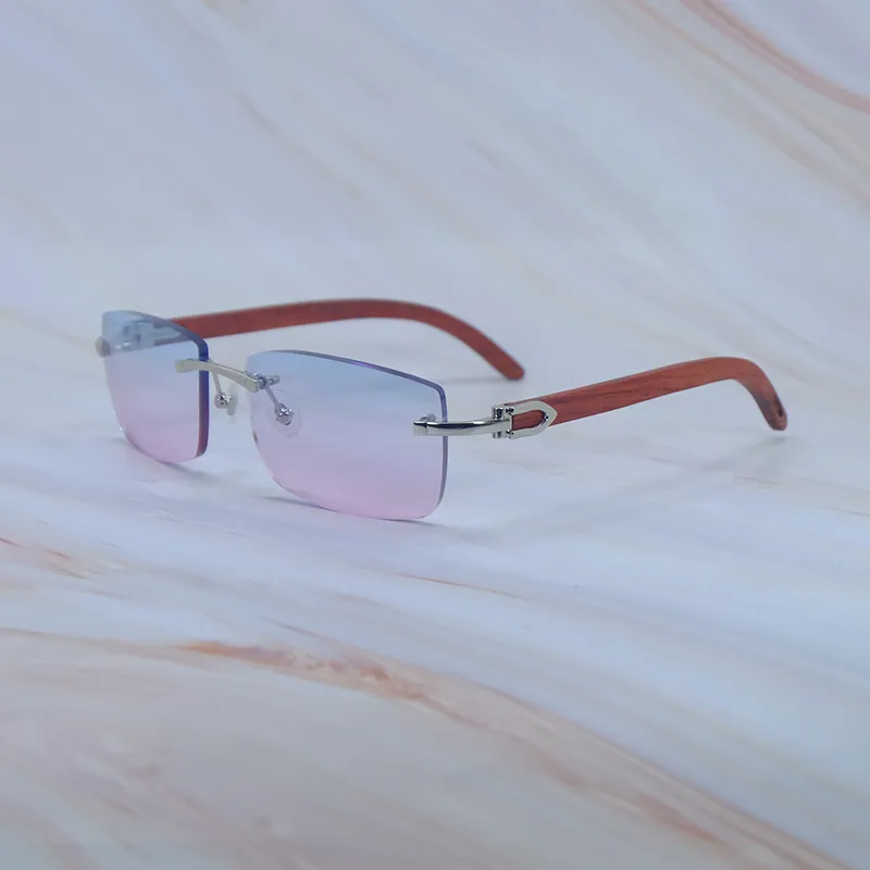 Wood sunglasses rimless luxury designer carter stylish rosewood sunglasses stylish wooden mens eyewear outdoor cool decoration Y2K shades 012 rectangle - Image 5