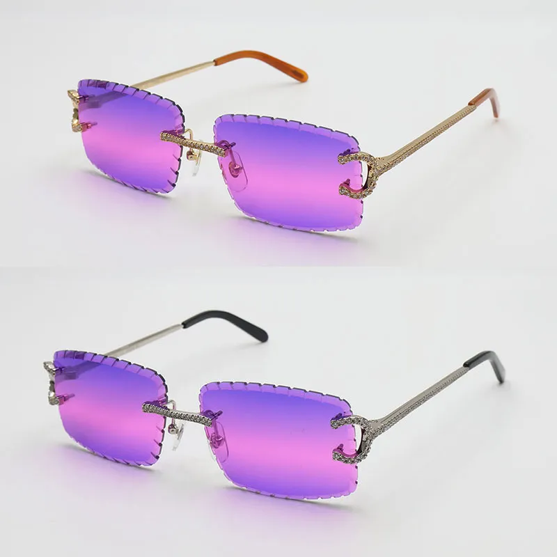 New luxury moissanite rimless sunglasses women man C decoration wire frame sunglasses for women men glasses diamond cut lens outdoors colour 57-18-140mm new - Image 2