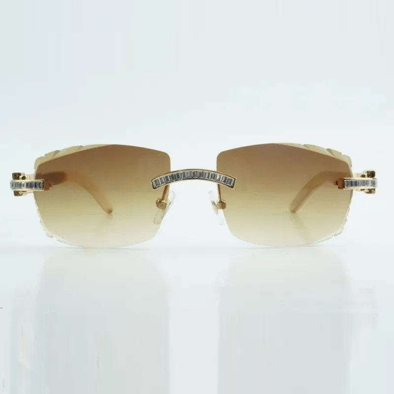 Designer rectangular diamond carved sunglasses with buffalo horn legs and 58mm lens suitable for both men and women - Image 6