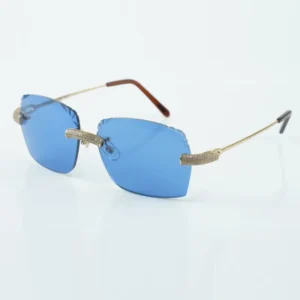 Direct sales fashion high end designer sunglasses cut lenses with micro diamond metal wire laying glasses size 18-135mm