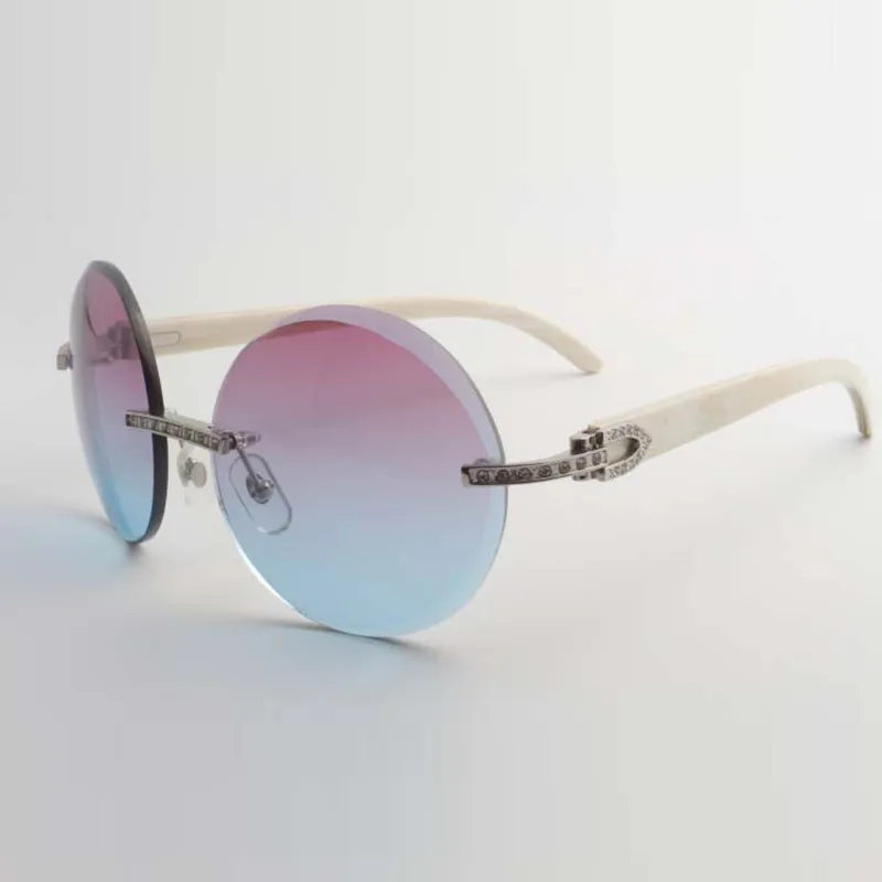 New style small diamond sunglasses round trimming lens with natural with buffalo horn temples size 56-18-140mm - Image 7