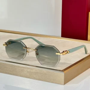 Rimless Polygons Sunglasses Orange Gold/Brown Gradient UV 400 Protection Lens Designer Sunglasses Men Summer Shades