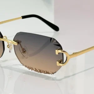 Cut lens diamond sunglasses gold frame blue to pink lens summer shades designer sunglasses eyewear protection