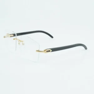 Fashion cut transparent lens glasses with natural buffalo size 18-140mm