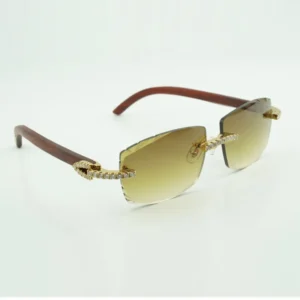 Moissanite diamond sunglasses male and female original wooden sunglasses size 57-18-140mm