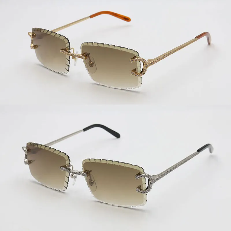 New luxury moissanite rimless sunglasses women man C decoration wire frame sunglasses for women men glasses diamond cut lens outdoors colour 57-18-140mm new - Image 3