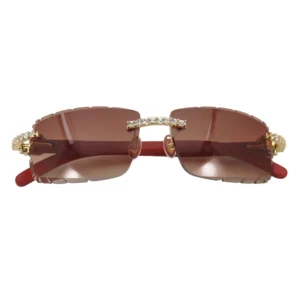Luxury wood eyeglasses adorned with moissanite eyewear a blend of functional vision and opulent detail designed to make a statement wooden glasses frame