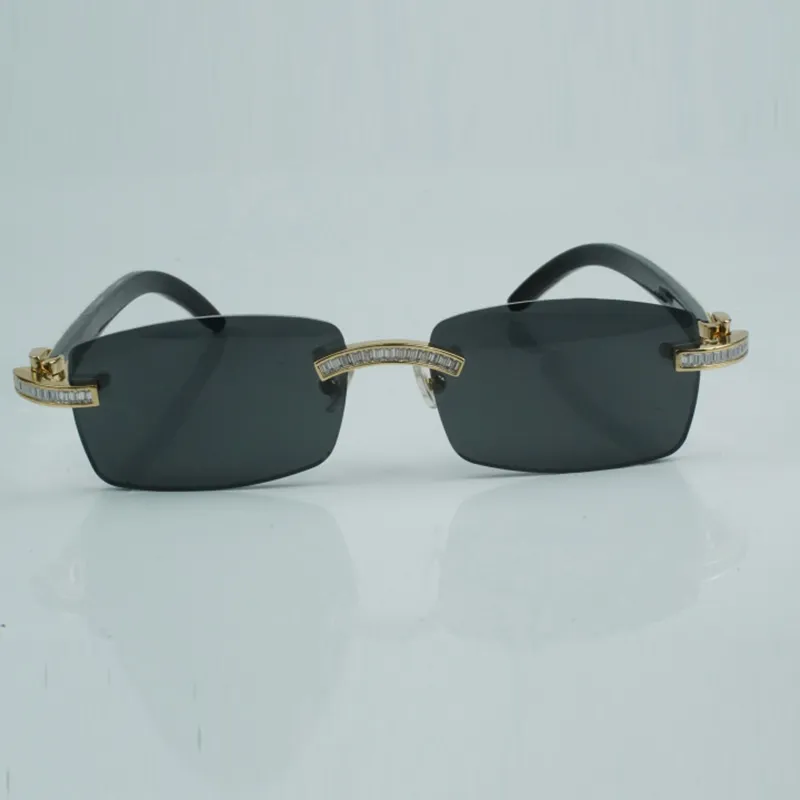 Moissanite rectangular diamond sunglasses male and female mixed buffalo horn leg sunglasses size 56-18-14mm - Image 2