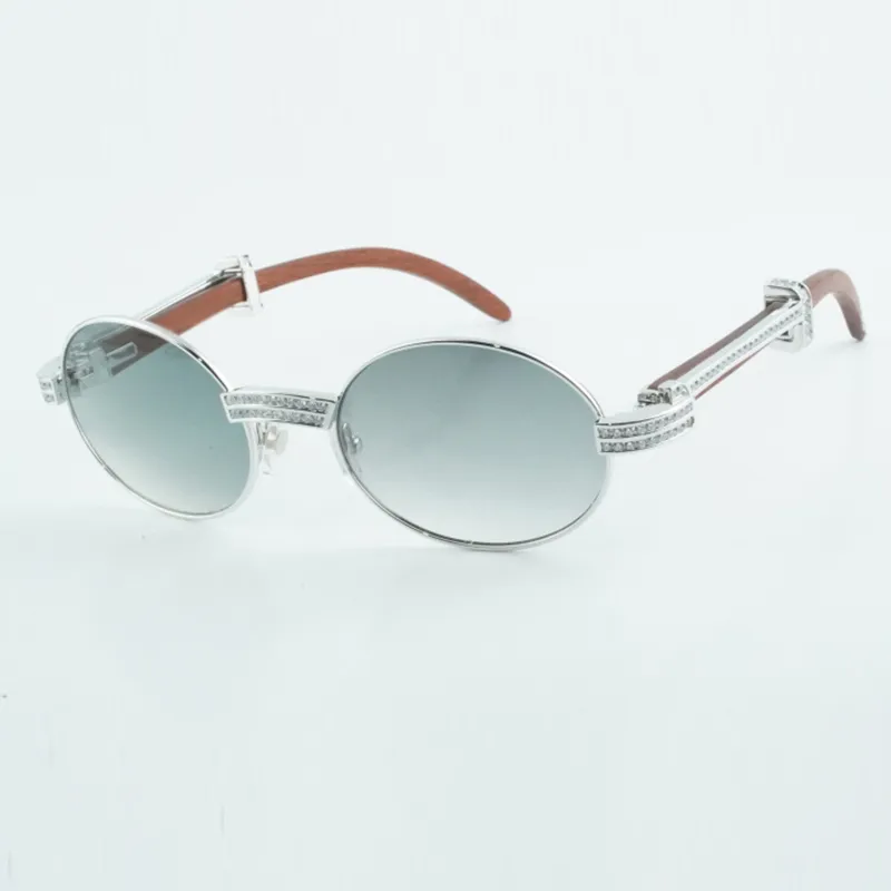 Designer casual round diamond 7550178 sunglasses original wood leg best sunglasses for men and women sunglasses size 55-22-135mm - Image 6