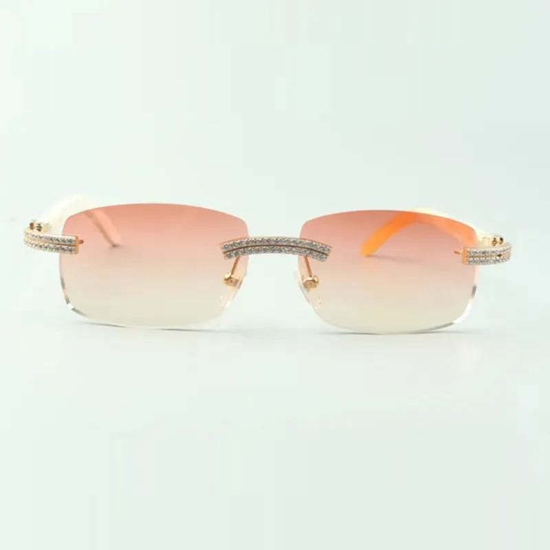 double row diamond buff sunglasses with white buffalo horn legs glasses direct sales size 56-18-140mm - Image 3