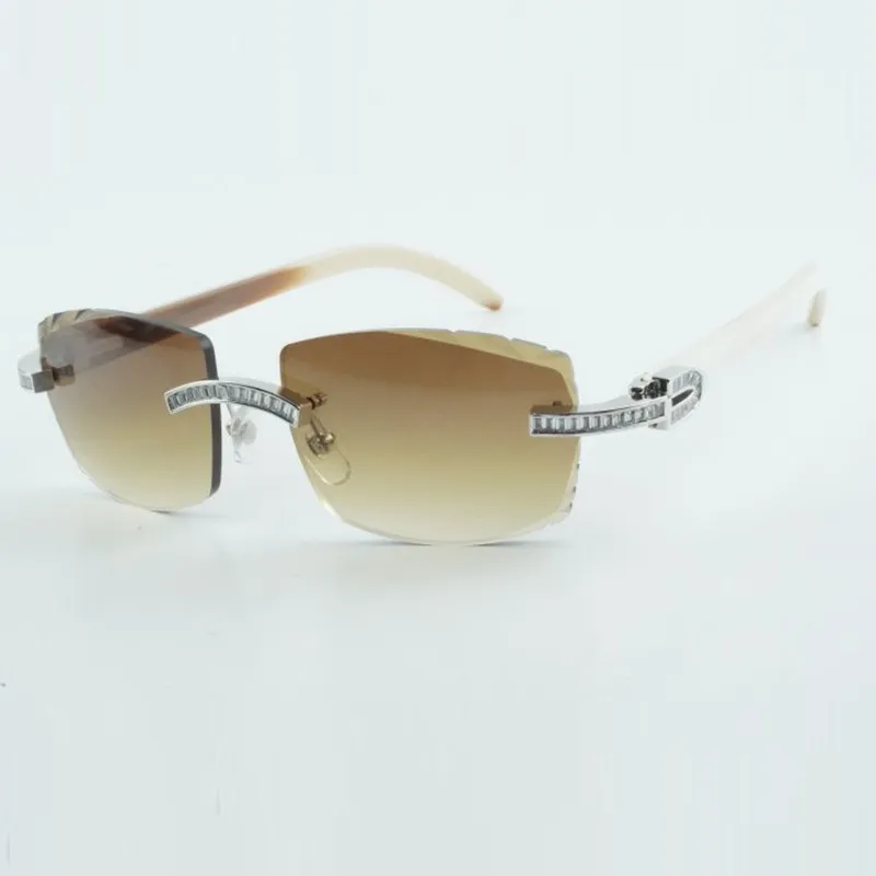 Designer rectangular diamond carved sunglasses with buffalo horn legs and 58mm lens suitable for both men and women - Image 2