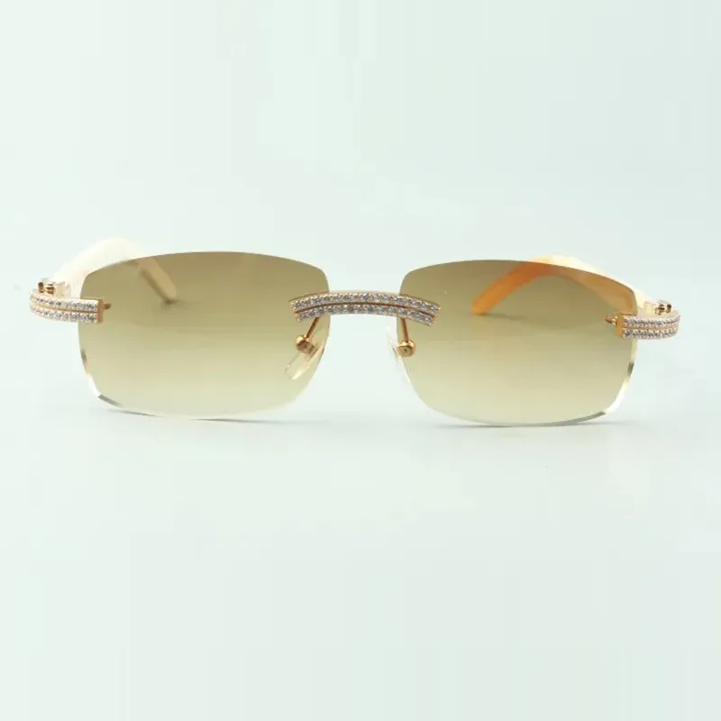 double row diamond buff sunglasses with white buffalo horn legs glasses direct sales size 56-18-140mm - Image 5