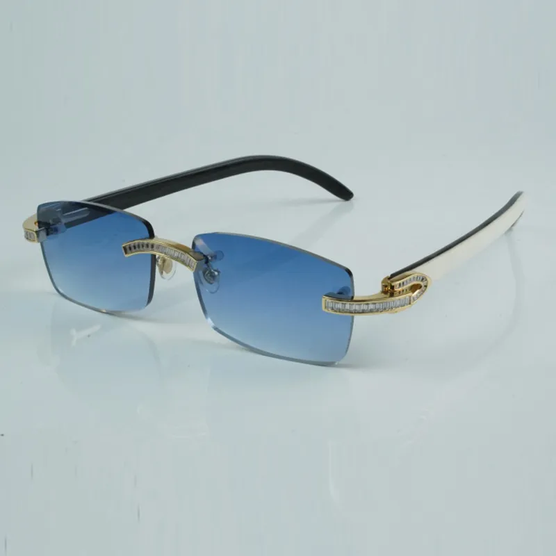 Moissanite rectangular diamond sunglasses male and female mixed buffalo horn leg sunglasses size 56-18-14mm - Image 7