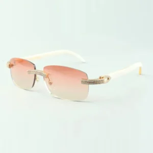 double row diamond buff sunglasses with white buffalo horn legs glasses direct sales size 56-18-140mm
