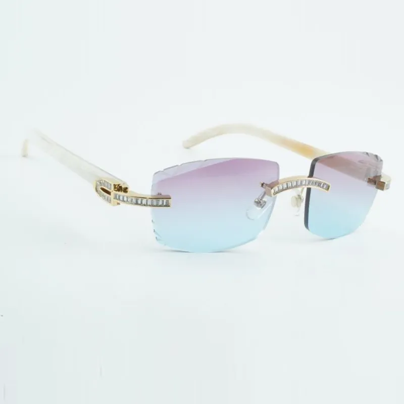 Designer rectangular diamond carved sunglasses with buffalo horn legs and 58mm lens suitable for both men and women - Image 3