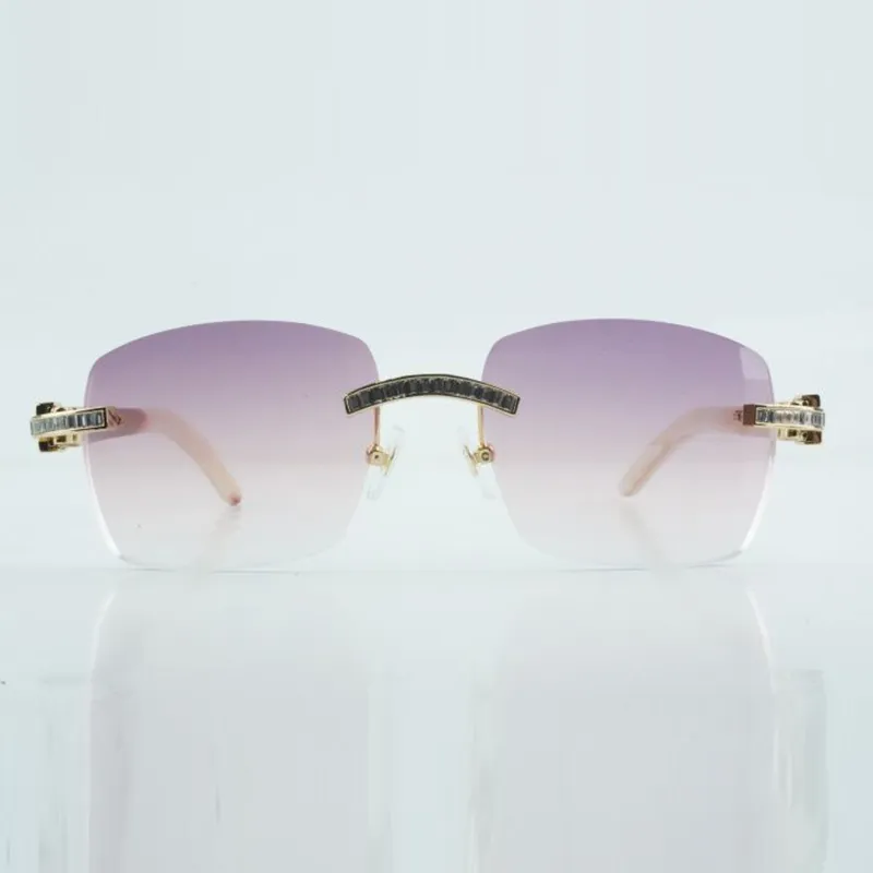 Designer rectangular diamond sunglasses lenses natural white buffalo horn legs 18-140mm - Image 3