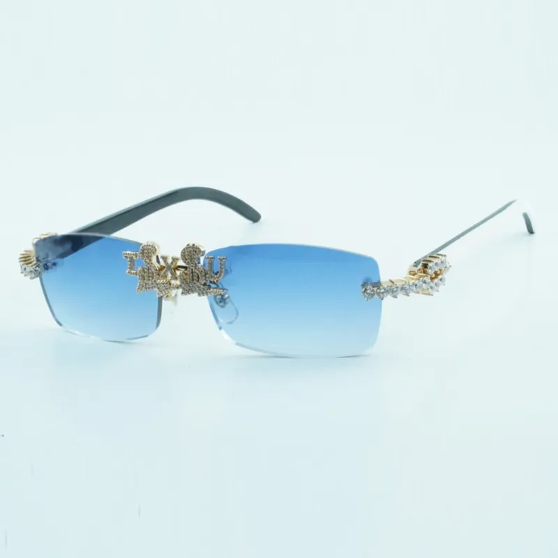 Fashion diamond nose bridge letter customization sunglasses natural mixed buffalo horn legs 18-140mm support customized - Image 2