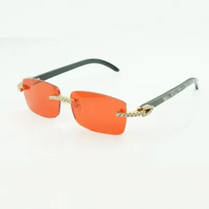Buffalo horn eyeglass frame moissanite diamond accent 56mm lenses natural black horn sunglasses