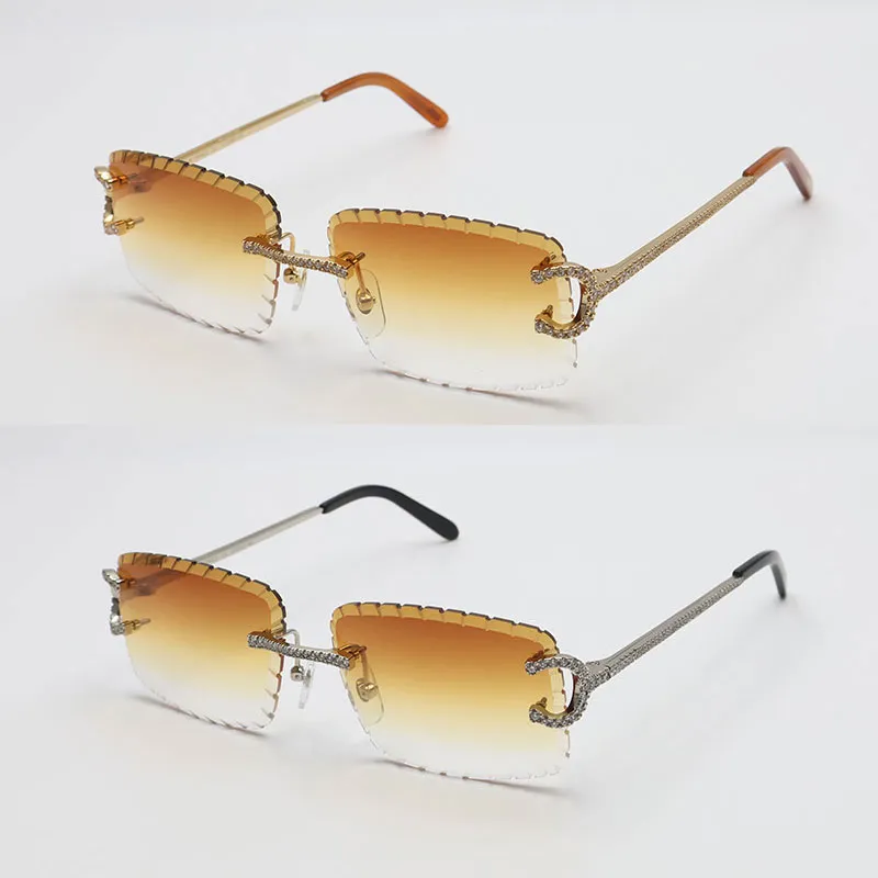 New luxury moissanite rimless sunglasses women man C decoration wire frame sunglasses for women men glasses diamond cut lens outdoors colour 57-18-140mm new - Image 4