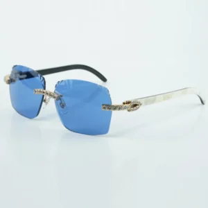 XL Diamond cut sunglasses with black mixed  buffalo horn arm glasses direct sales size 18-140mm