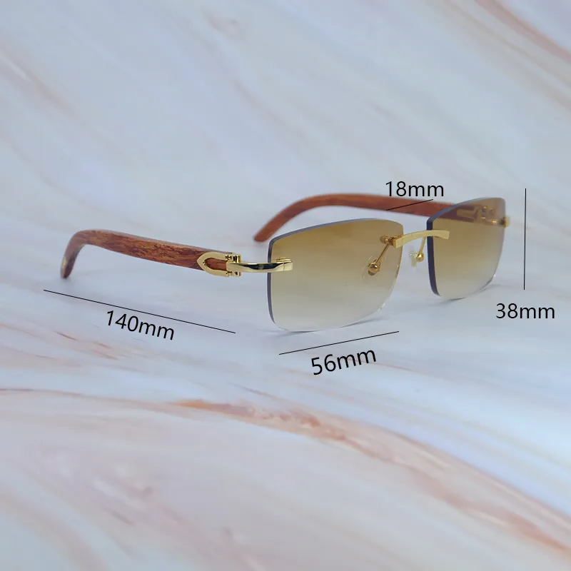 Wood sunglasses rimless luxury designer carter stylish rosewood sunglasses stylish wooden mens eyewear outdoor cool decoration Y2K shades 012 rectangle - Image 7