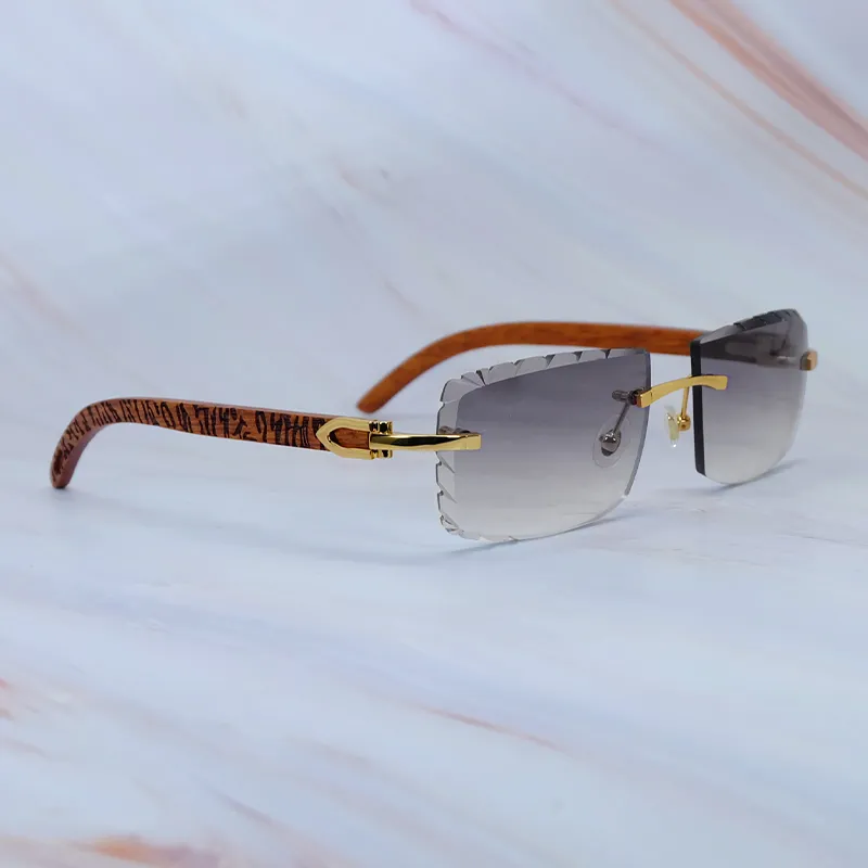 Craved wood sunglasses mens vintage luxury carter sun glassses wood small diamond cut me mens decoration 012 gold frame tiger wood - Image 3