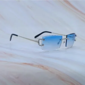 Moissanite diamond cut sunglasses luxury carter designer brand wire C sun glasses mens decoration new in Y2K glasses eyewear 012 silver