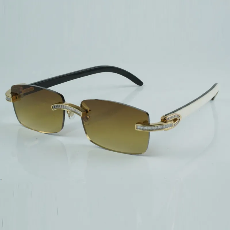 Moissanite rectangular diamond sunglasses male and female mixed buffalo horn leg sunglasses size 56-18-14mm - Image 3