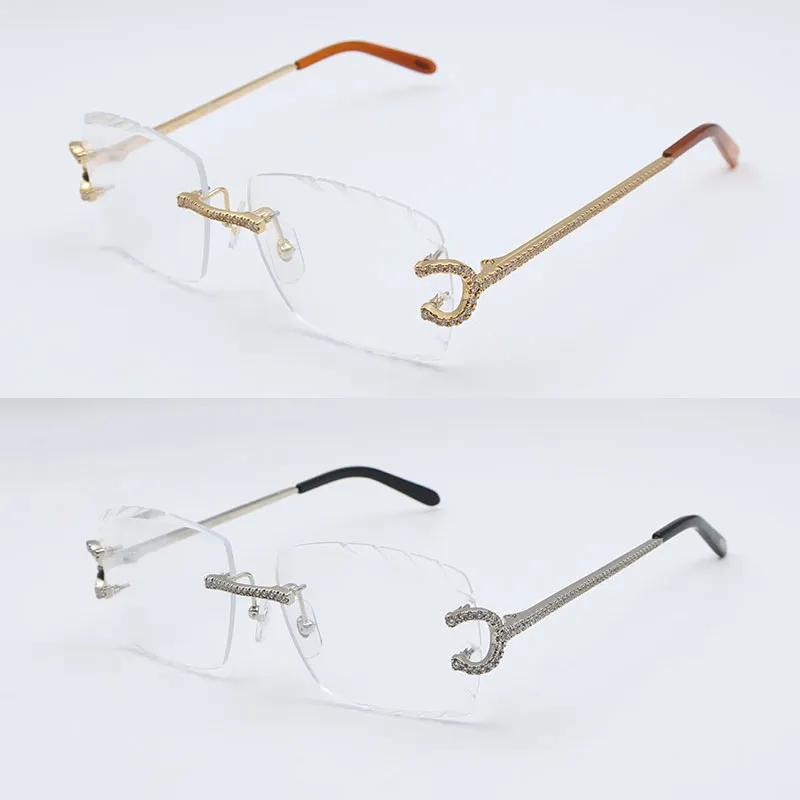 New luxury moissanite diamond set rimless sunglasses womens handmade big stones diamond sun glasses original limited edition glasses men women gafas de sol - Image 2