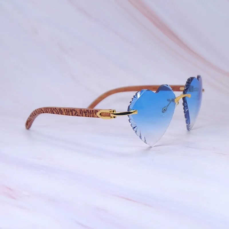 Heat shape wood sunglasses diamond cut vintage carter luxury designer sun glasses tiger wooden mens decoration retro stylish shades eyewear frame 012 gold - Image 2