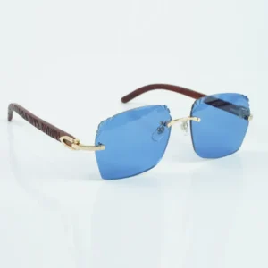 Exquisite style micro cutting lenses sunglasses natural tiger wooden temples glasses size 18-135mm