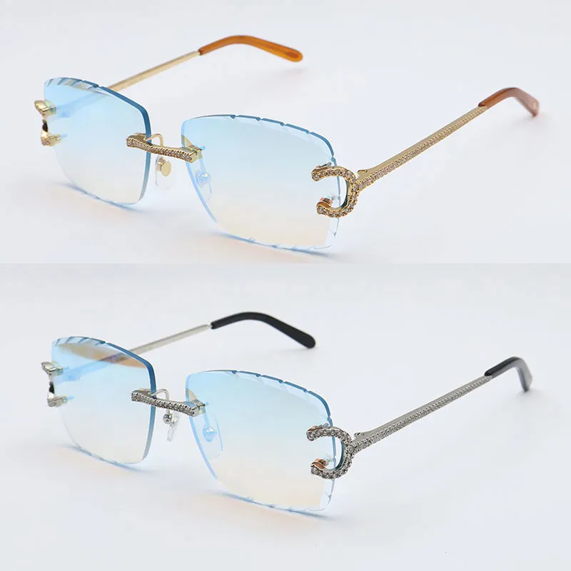 New luxury moissanite diamond set rimless sunglasses womens handmade big stones diamond sun glasses original limited edition glasses men women gafas de sol - Image 8