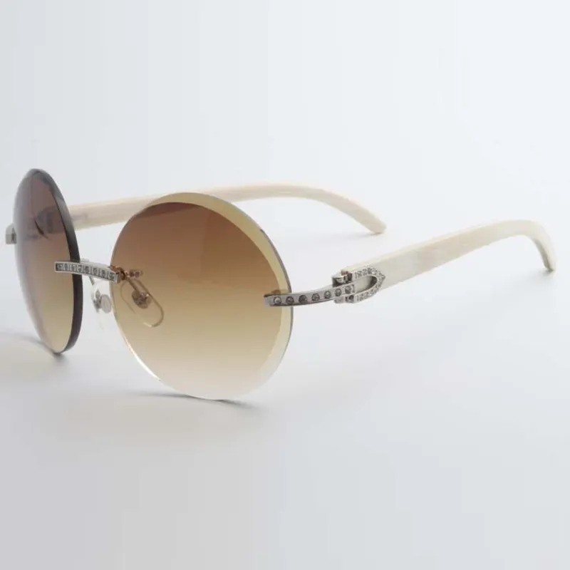 New style small diamond sunglasses round trimming lens with natural with buffalo horn temples size 56-18-140mm - Image 4