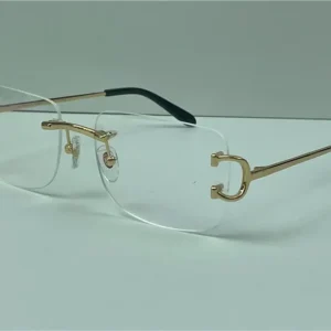 Clear lens frameless 18k frame gold plated ultra light square rimless optical glasses men business style eyewear top quality