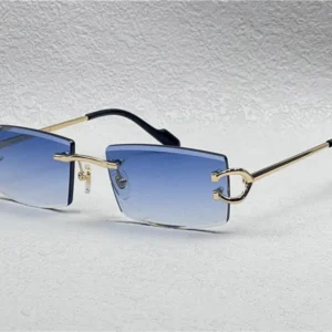 New fashion design square sunglasses rimless cut lenses metal temples simple and popular style outdoor protection glasses