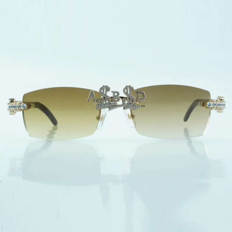 Fashion diamond nose bridge letter customization sunglasses natural mixed buffalo horn legs 18-140mm support customized - Image 7