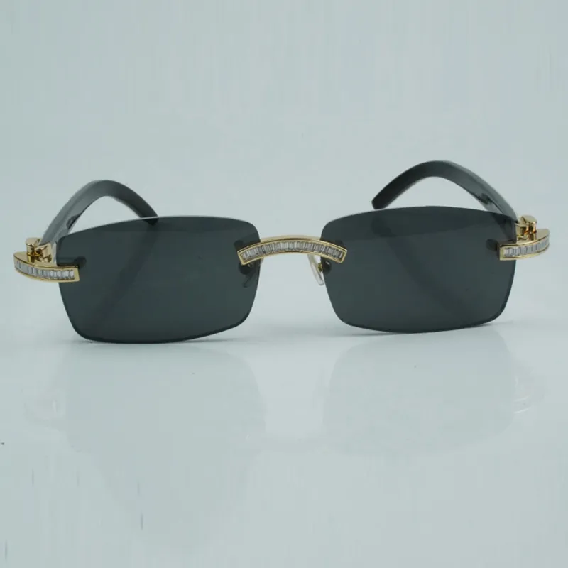 Moissanite rectangular diamond sunglasses male and female mixed buffalo horn leg sunglasses size 56-18-14mm - Image 5