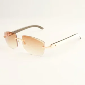 Factory direct luxury fashion ultra light sunglasses natural mixed horn pointed sunglasses legs sunglasses engraving mirror