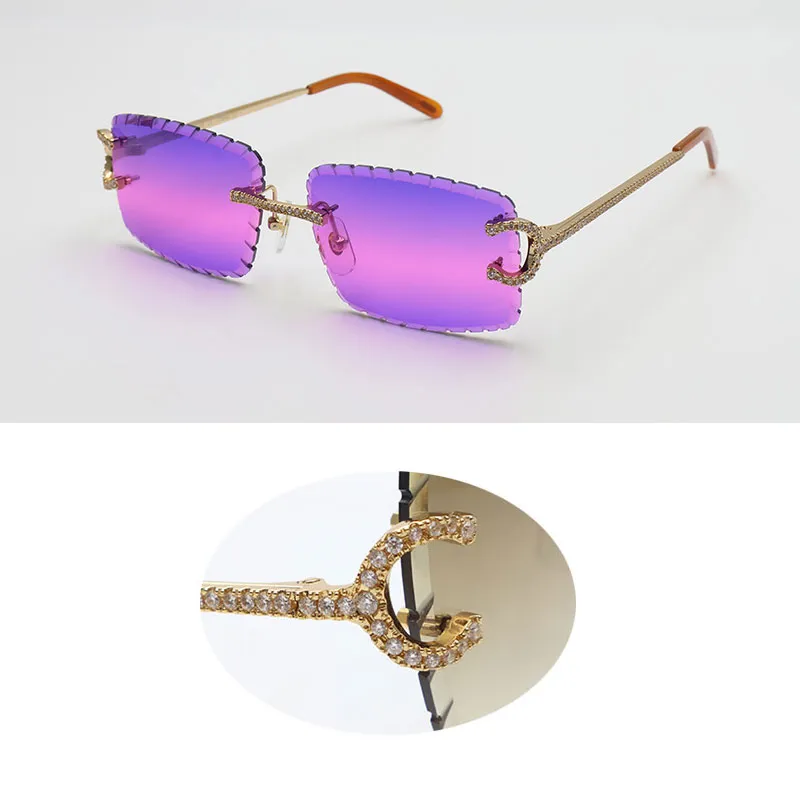 New luxury moissanite rimless sunglasses women man C decoration wire frame sunglasses for women men glasses diamond cut lens outdoors colour 57-18-140mm new - Image 5
