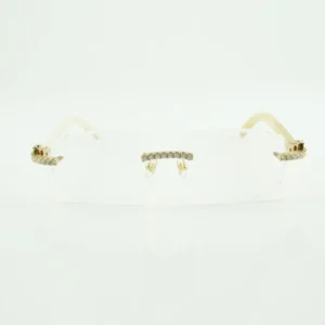 New moissanite diamond luxury fashion buffs glasses natural white buffalo clear glasses carved lenses