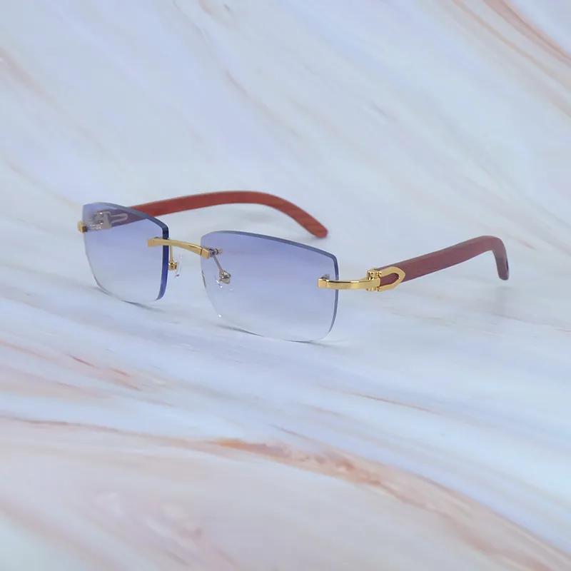 Wood sunglasses rimless luxury designer carter stylish rosewood sunglasses stylish wooden mens eyewear outdoor cool decoration Y2K shades 012 rectangle - Image 2