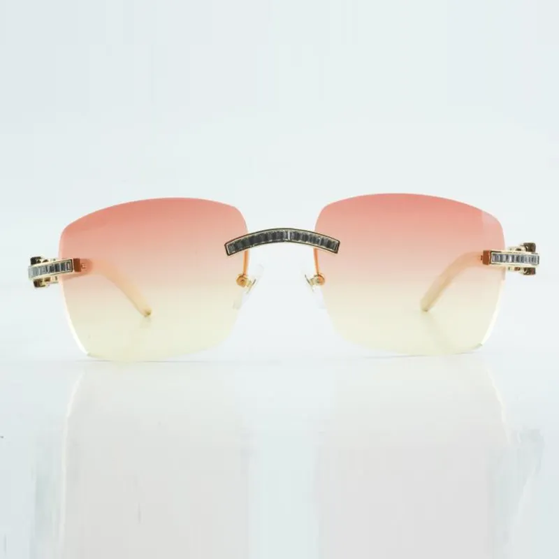 Designer rectangular diamond sunglasses lenses natural white buffalo horn legs 18-140mm - Image 6