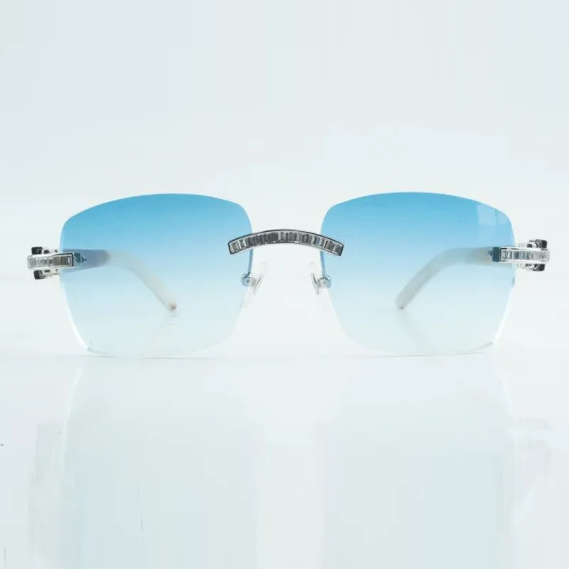 Designer rectangular diamond sunglasses lenses natural white buffalo horn legs 18-140mm - Image 7