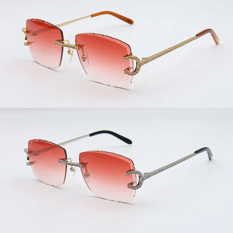 New luxury moissanite diamond set rimless sunglasses womens handmade big stones diamond sun glasses original limited edition glasses men women gafas de sol - Image 3