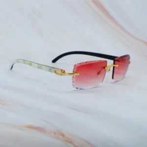 2025 Small diamond cut sunglasses genuine marble buffalo horn luxury designer carter rimless sunglass new in cool decoration shades eyewear glasses gold frame